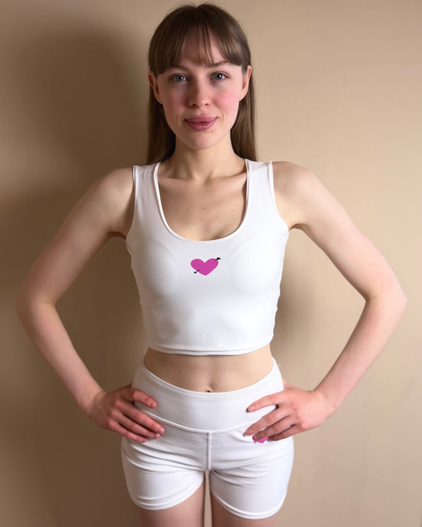 STUDIO Crop top 'Heart' in white