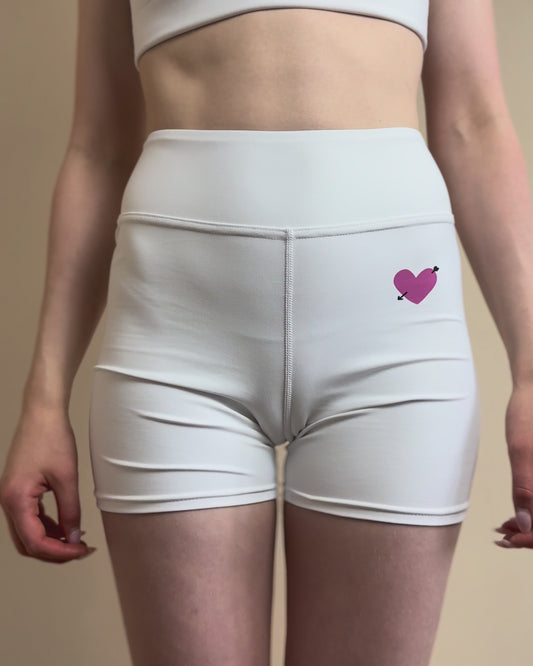 STUDIO Yoga shorts 'Heart' in white